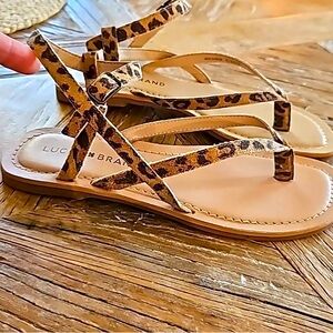 Lucky brand Bylee sandal-distressed leopard color- NWOT Leather!Cute and comfy!